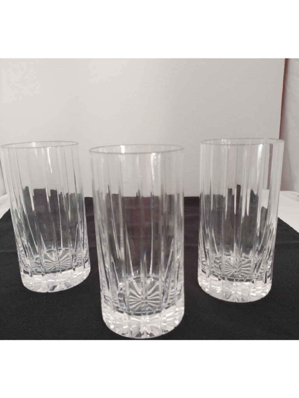 3 Mikasa Boardroom Highball Glass Tumbler Barware Vertical Cut NeW 5 3/8”